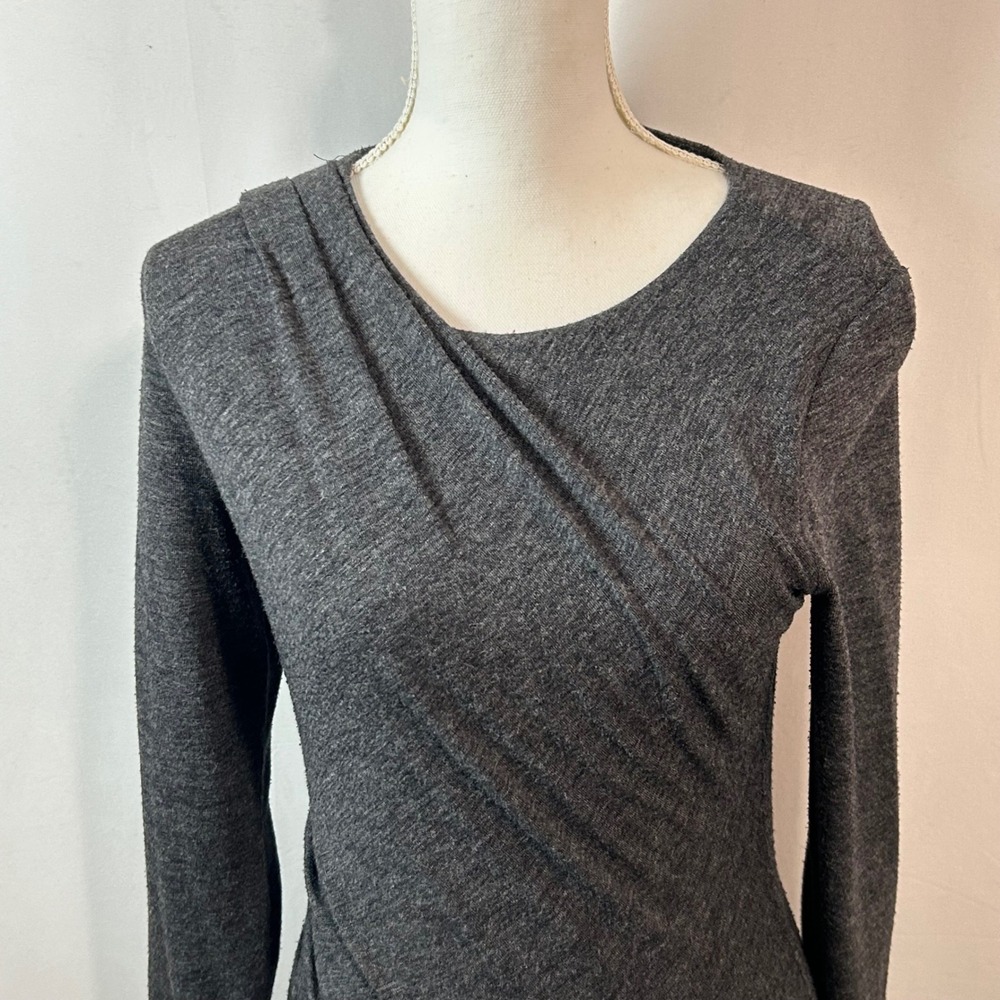 Banana Republic Womens Gray Long Sleeve Ruched Bodycon Dress Petite S - Picture 2 of 8